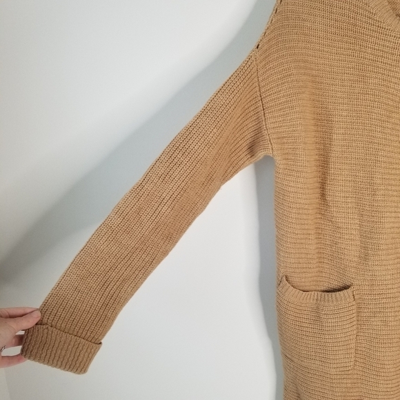 Tahari 100% Extra Fine Merino Wool Long Sleeve Duster Cardigan Camel Brown L - Picture 10 of 13